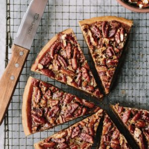 Whole Frozen Pecan Bourbon Pie, serves 8